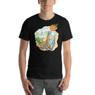 Dinosaurs Running from a D20 Dice Meteor Funny Unisex T-shirt