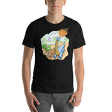 Dinosaurs Running from a D20 Dice Meteor Funny Unisex T-shirt