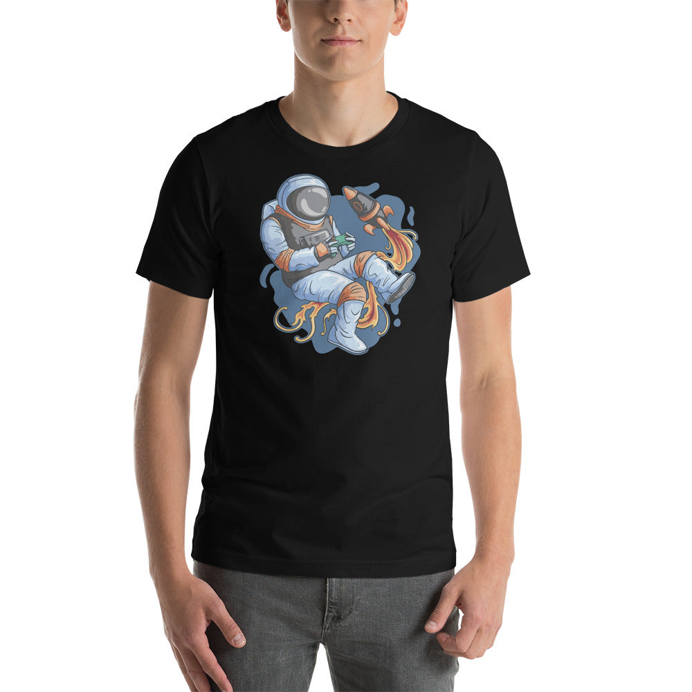 Astronaut Playing a Video Game in Space Unisex T-shirt