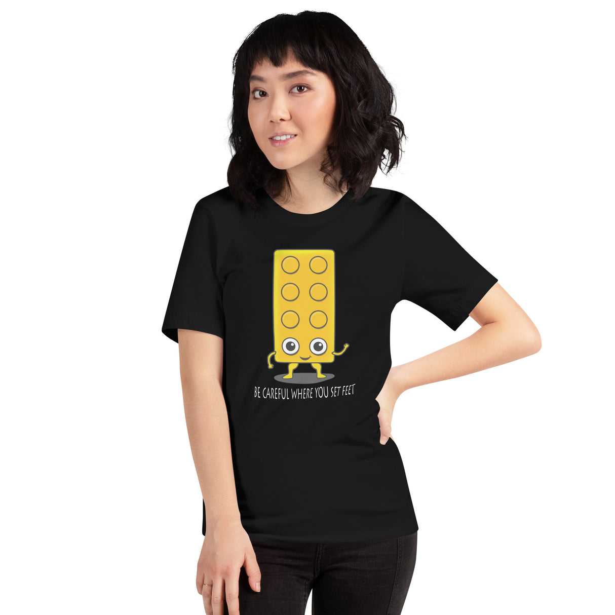 Be Careful Where you Set Feet Cute Building Brick Unisex T-shirt