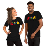 Meeples Playing with Toy Building Bricks Colorful - Unisex T-shirt