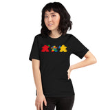 Meeples Playing with Toy Building Bricks Colorful - Unisex T-shirt