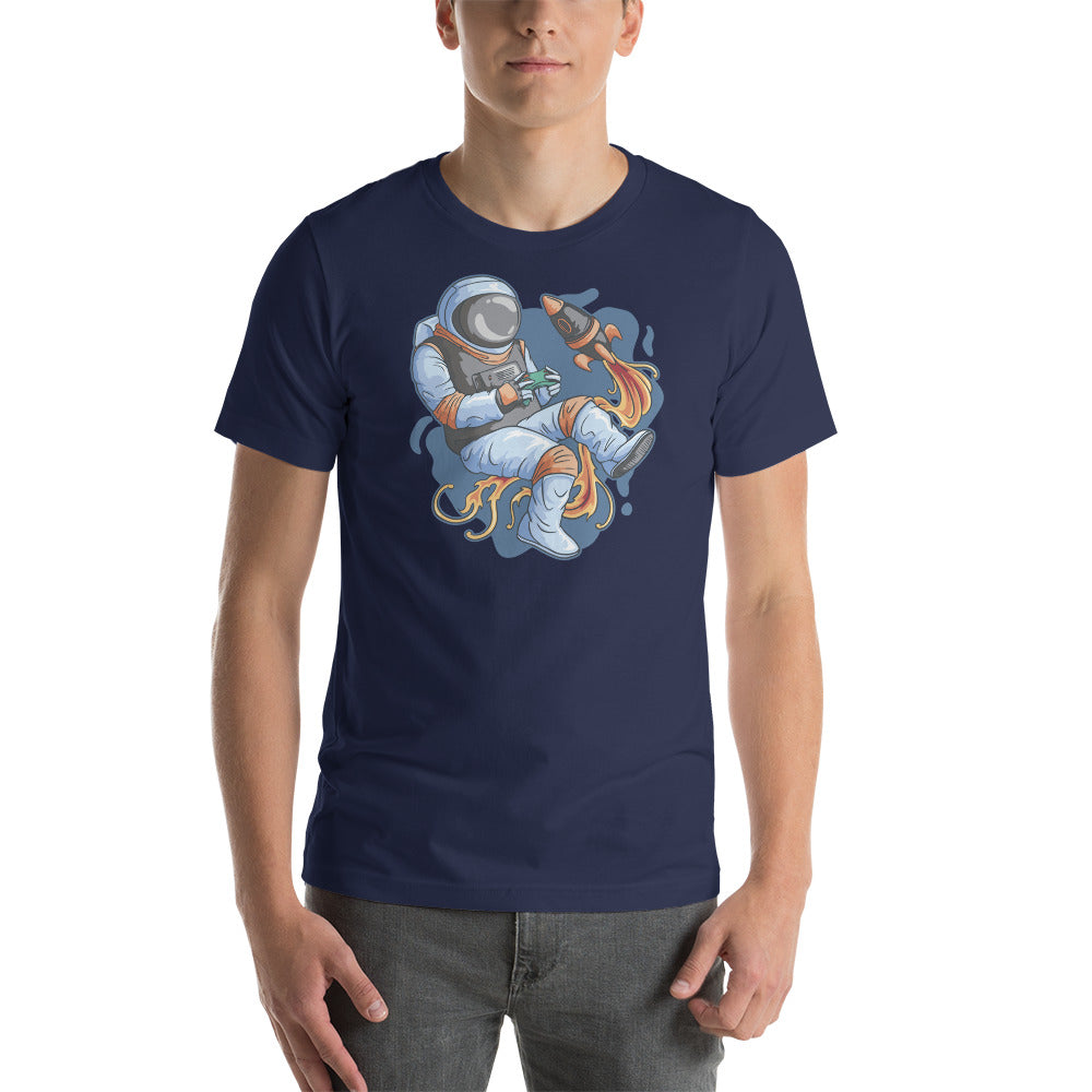 Astronaut Playing a Video Game in Space Unisex T-shirt