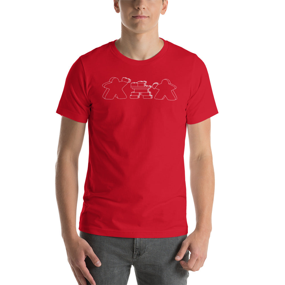 Meeples Playing with Toy Building Bricks Unisex T-shirt