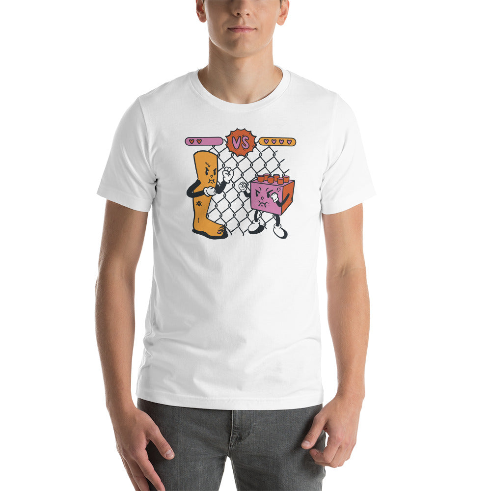 Leg vs Building Brick Fighting Funny Unisex T-shirt