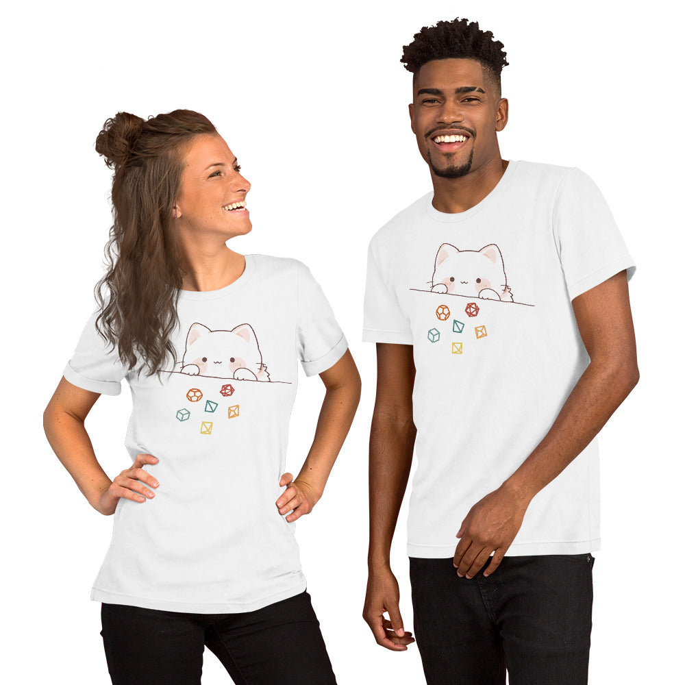 Cute Kawaii Cat Throwing Role Playing Game Dice Unisex T-shirt