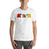 Meeples Playing with Toy Building Bricks Colorful - Unisex T-shirt