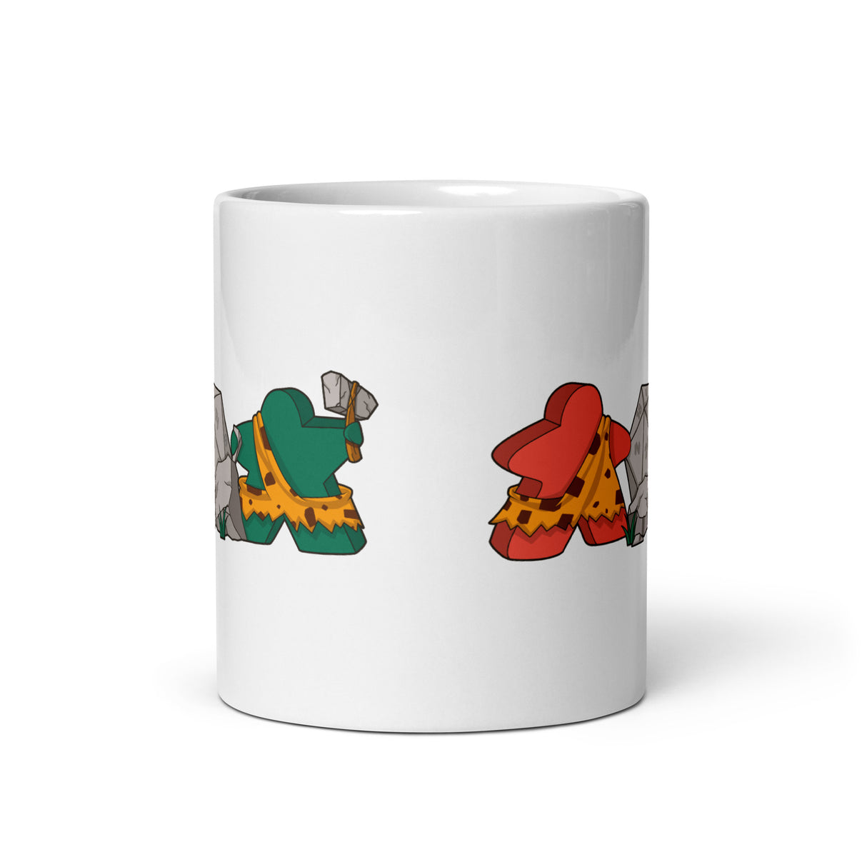 Meeples Carving a D20 Role Playing Game Dice - Double Sided Mug