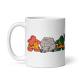 Meeples Carving a D20 Role Playing Game Dice - Double Sided Mug