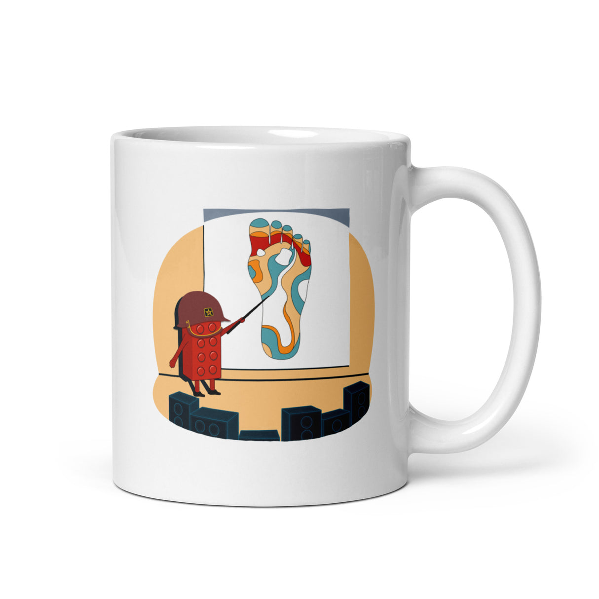 Building Bricks Studying Foot Funny - Double Sided Mug