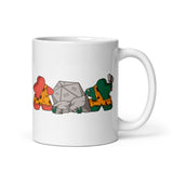 Meeples Carving a D20 Role Playing Game Dice - Double Sided Mug