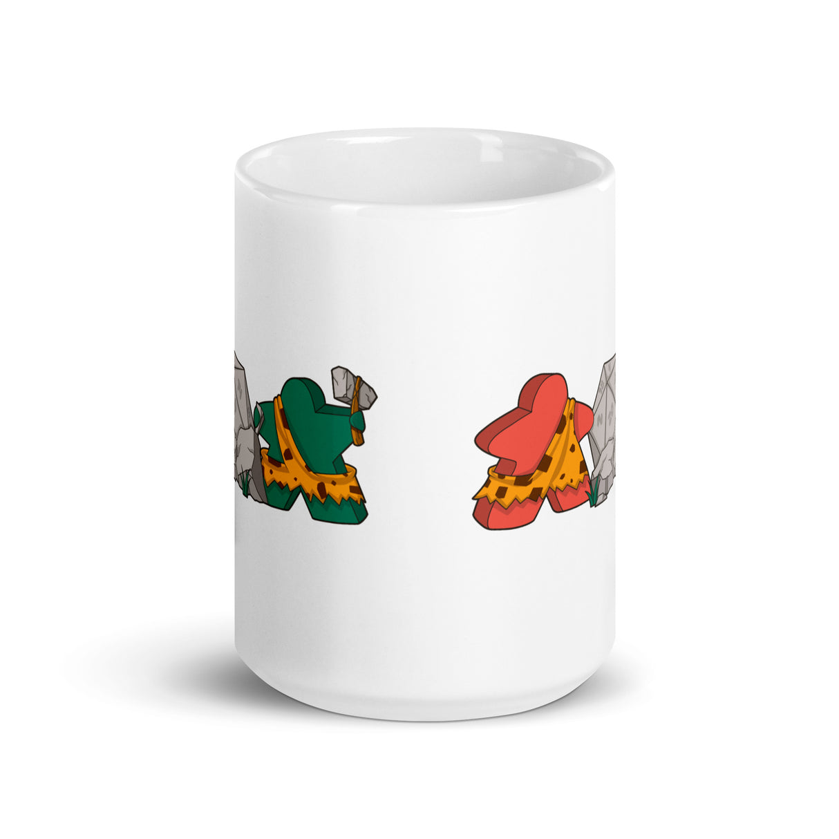 Meeples Carving a D20 Role Playing Game Dice - Double Sided Mug