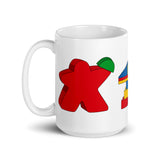 Meeples Playing with Toy Building Bricks Colorful Mug