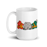 Meeples Carving a D20 Role Playing Game Dice - Double Sided Mug