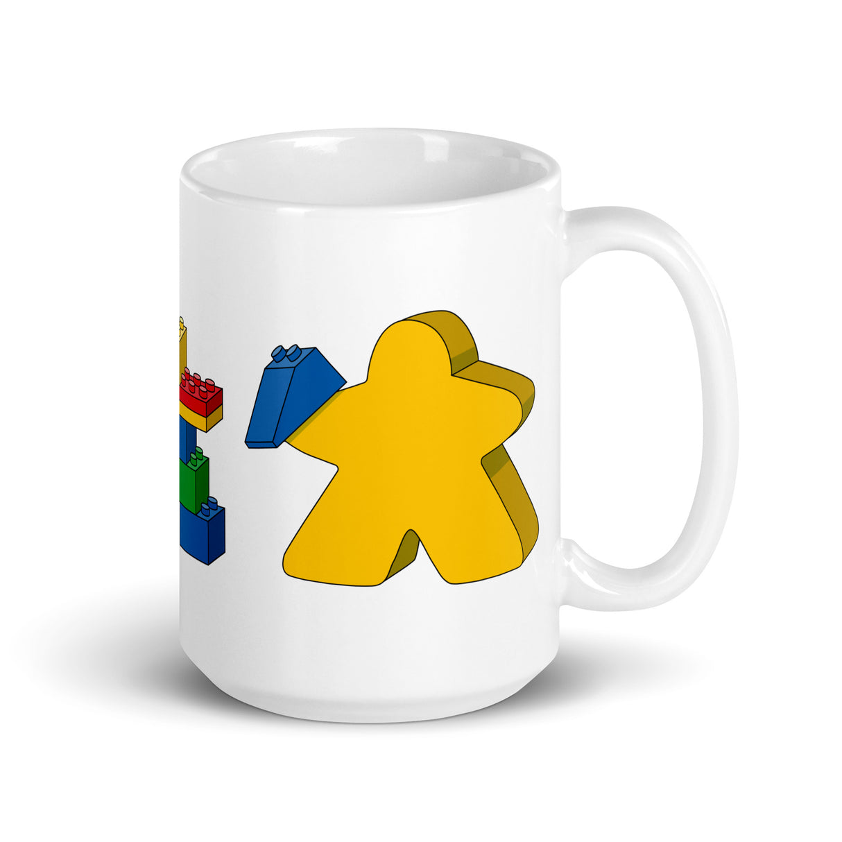 Meeples Playing with Toy Building Bricks Colorful Mug