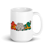 Meeples Carving a D20 Role Playing Game Dice - Double Sided Mug