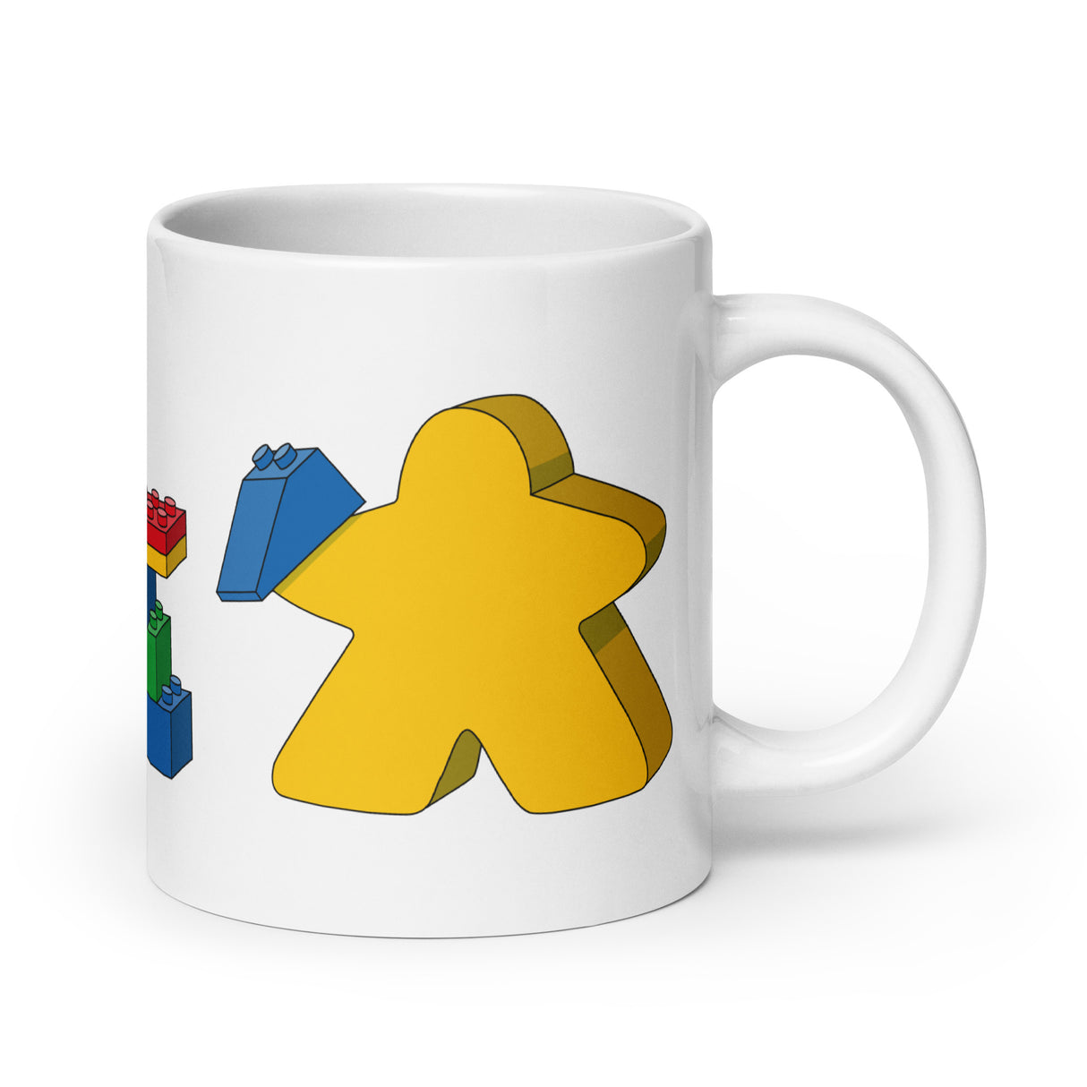 Meeples Playing with Toy Building Bricks Colorful Mug