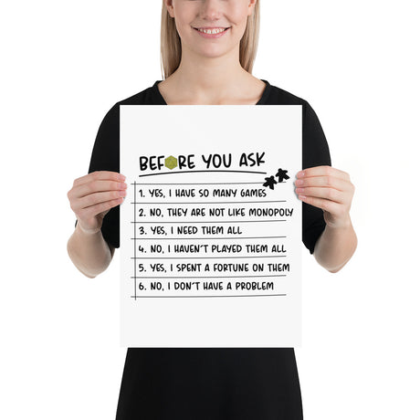 Before You Ask - Funny Board Game Poster