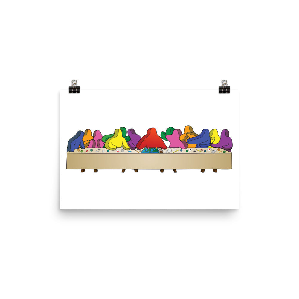 Last Supper with Board Game Meeples Poster