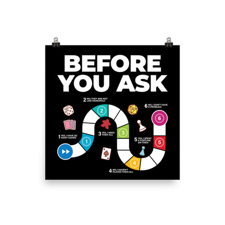 Before You Ask Funny Board Game Poster