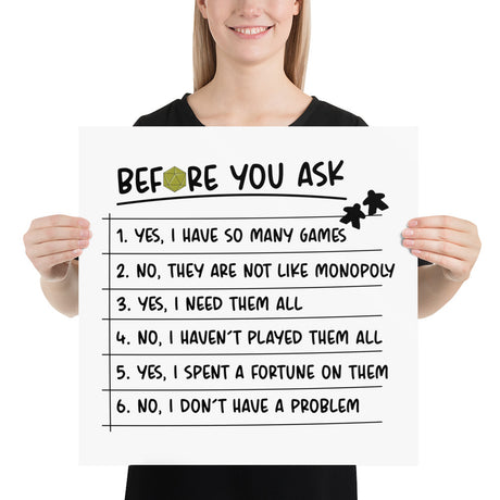 Before You Ask - Funny Board Game Poster