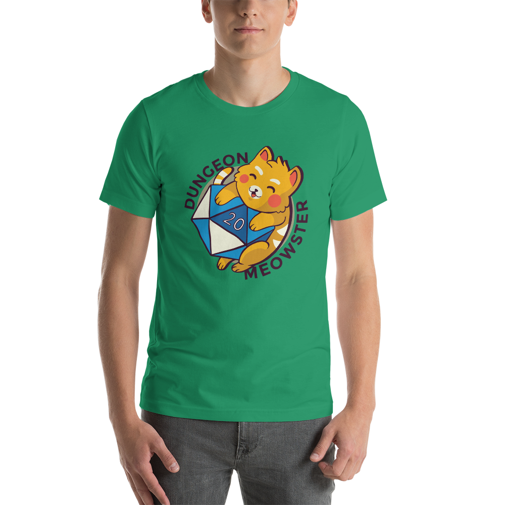 Dungeon Meowster Cat Hugging D20 Dice Funny Cute Unisex T-Shirt