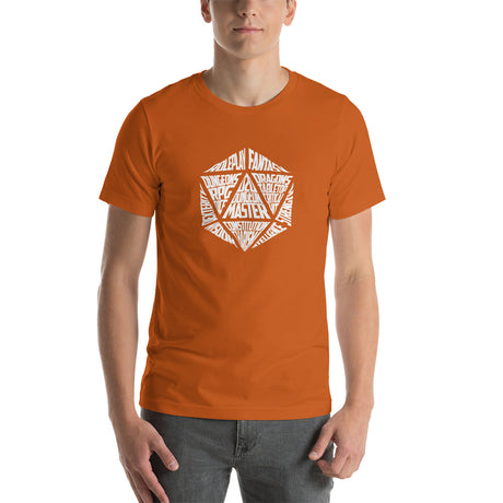 Dungeons and Dragons Role Playing Game D20 Dice Typography Unisex T-Shirt