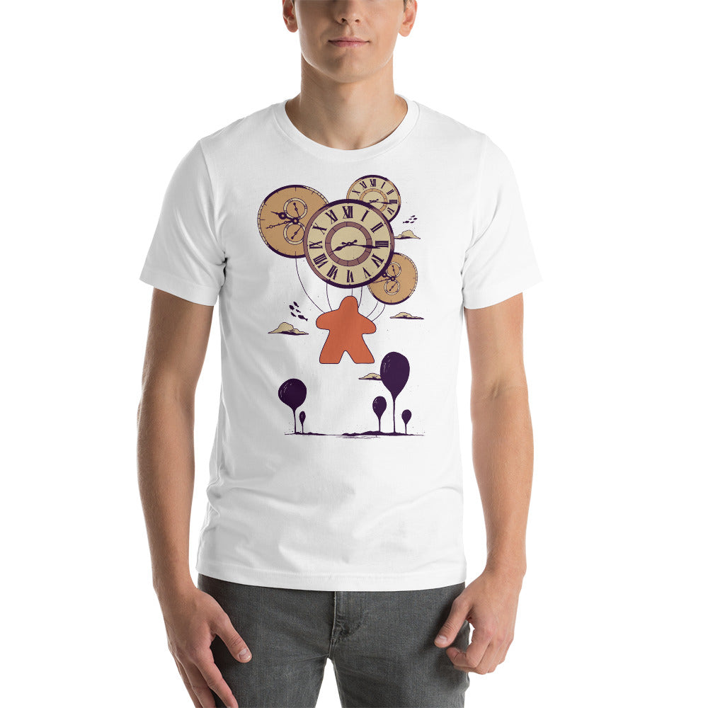 Board Game Meeple with Balloon Clocks Abstract Unisex T-Shirt