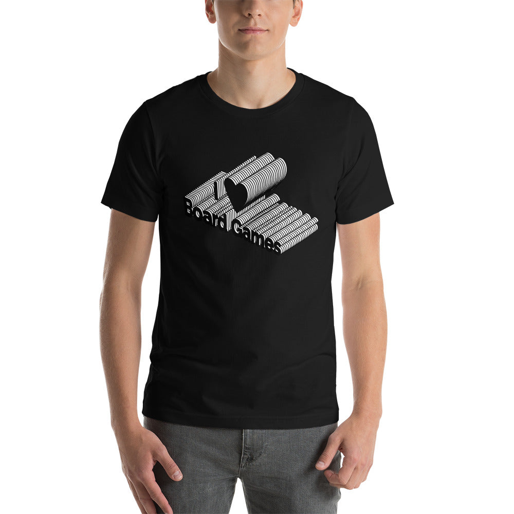 I Love Board Games 3D Typography Unisex T-Shirt