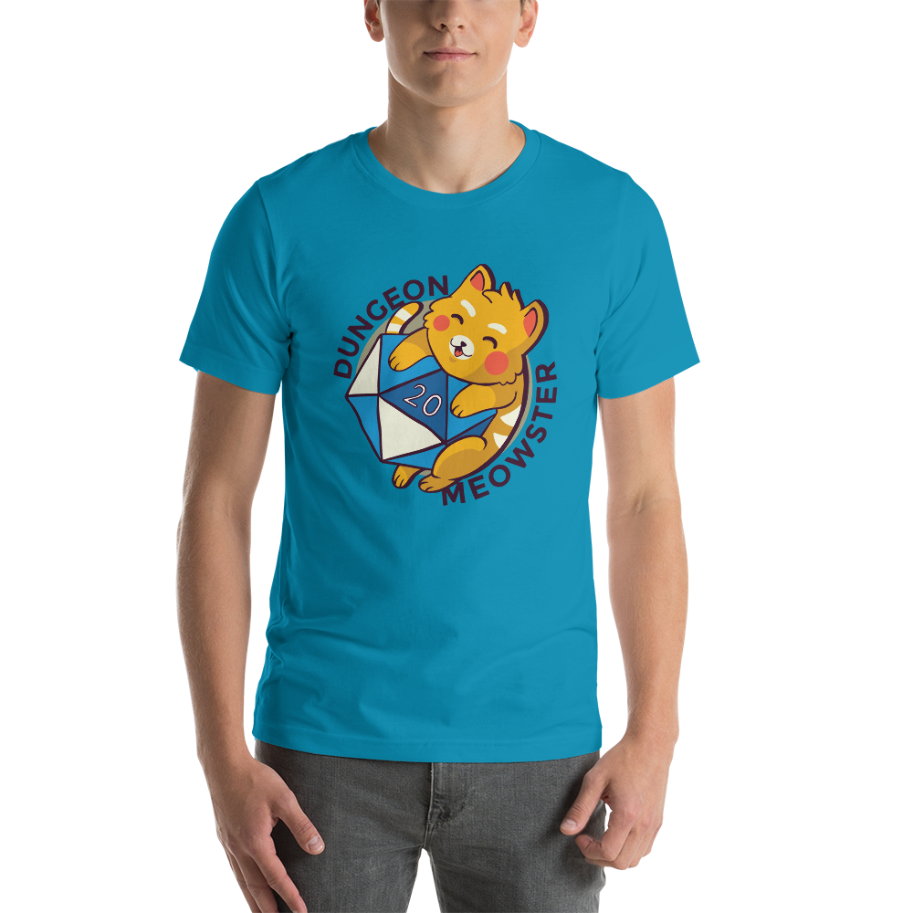 Dungeon Meowster Cat Hugging D20 Dice Funny Cute Unisex T-Shirt