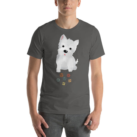 White Cute Puppy Rolling D&D Role Playing Game Dice Unisex T-Shirt