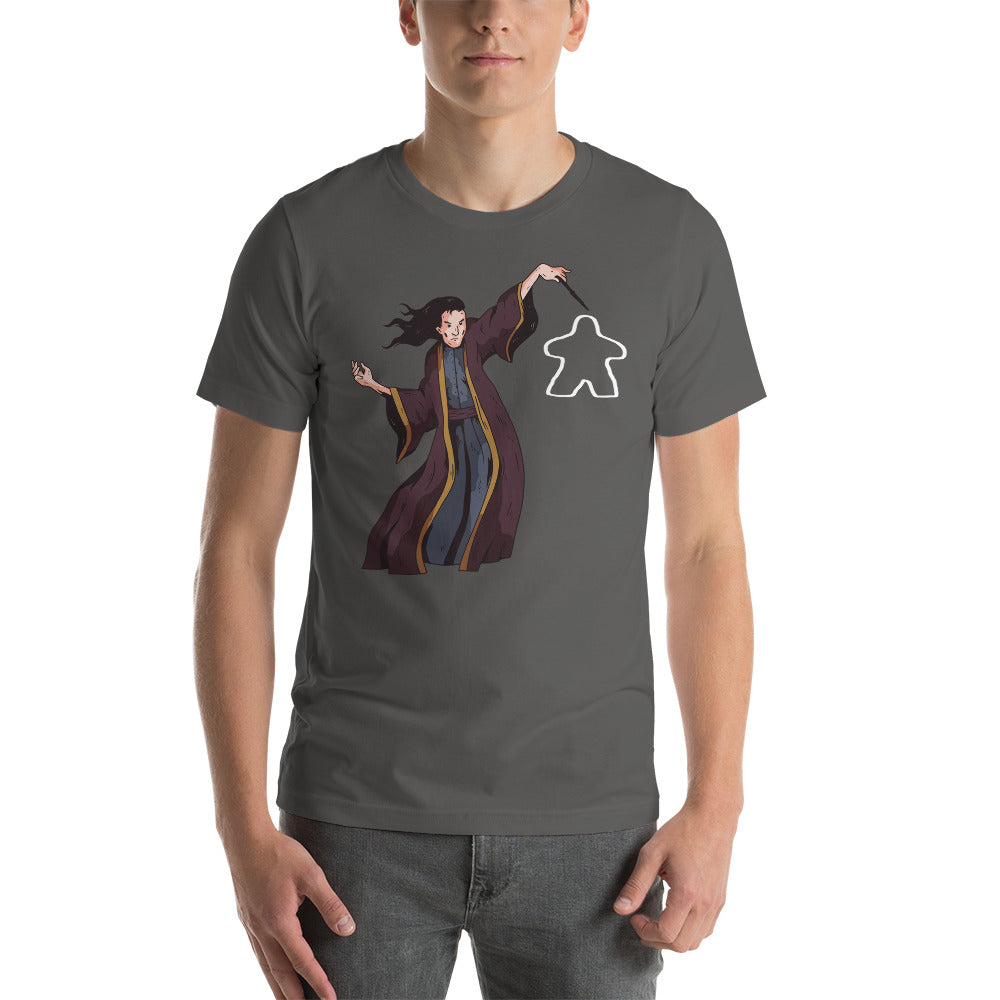 Wizard with a Wand Shaping a Meeple in the Air Unisex T-Shirt