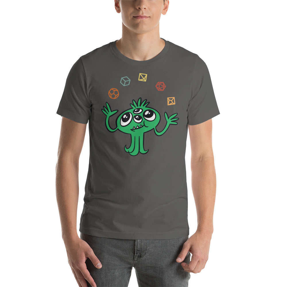 Cute Green Monster Juggling D&D / DND Role Playing Game Dice Unisex T-Shirt