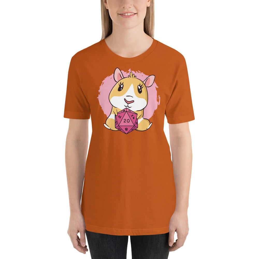 Cute Guinea Pig Holding a D20 D&D Dice Unisex T-Shirt