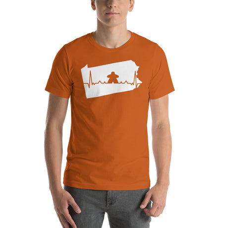 Board Game Meeple Heart Line in Pennsylvania Map Silhouette Unisex T-Shirt