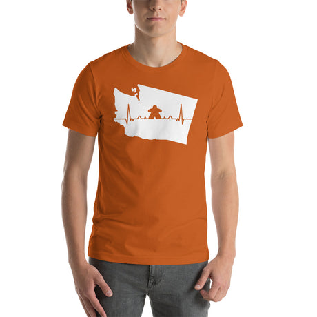 Board Game Meeple Heart Line in Washington Map Silhouette Unisex T-Shirt