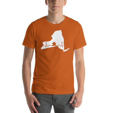 Board Game Meeple Heart Line in New York Map Silhouette Unisex T-Shirt