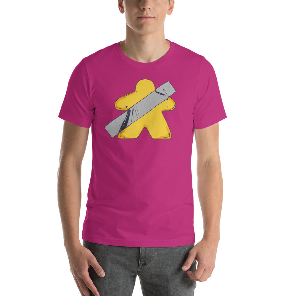 Board Game Meeple Duct-Taped to a Wall Funny Taped Banana Parody Unisex T-Shirt