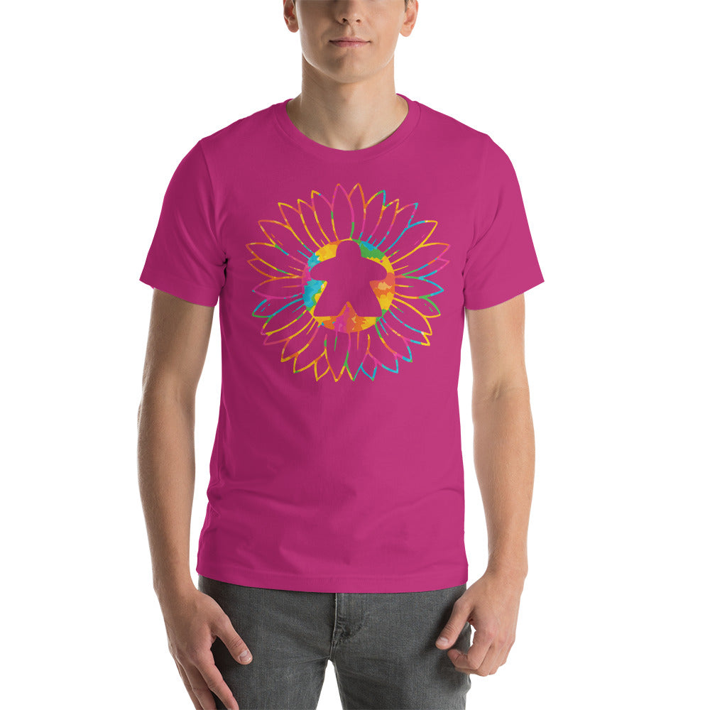 Board Game Meeple in Colorful Sunflower Unisex T-Shirt