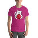 Cute White Cat Holding a D20 D&D Dice Unisex T-Shirt