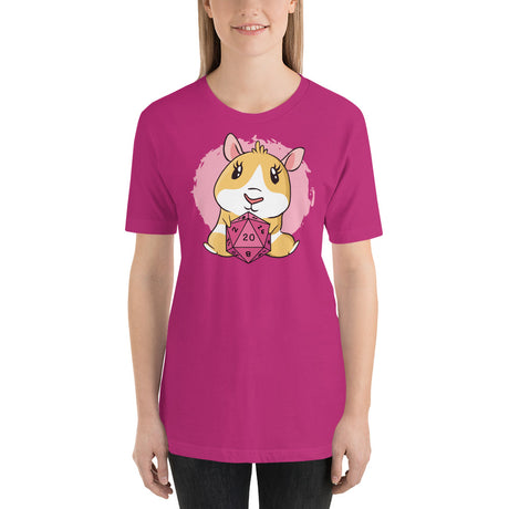 Cute Guinea Pig Holding a D20 D&D Dice Unisex T-Shirt