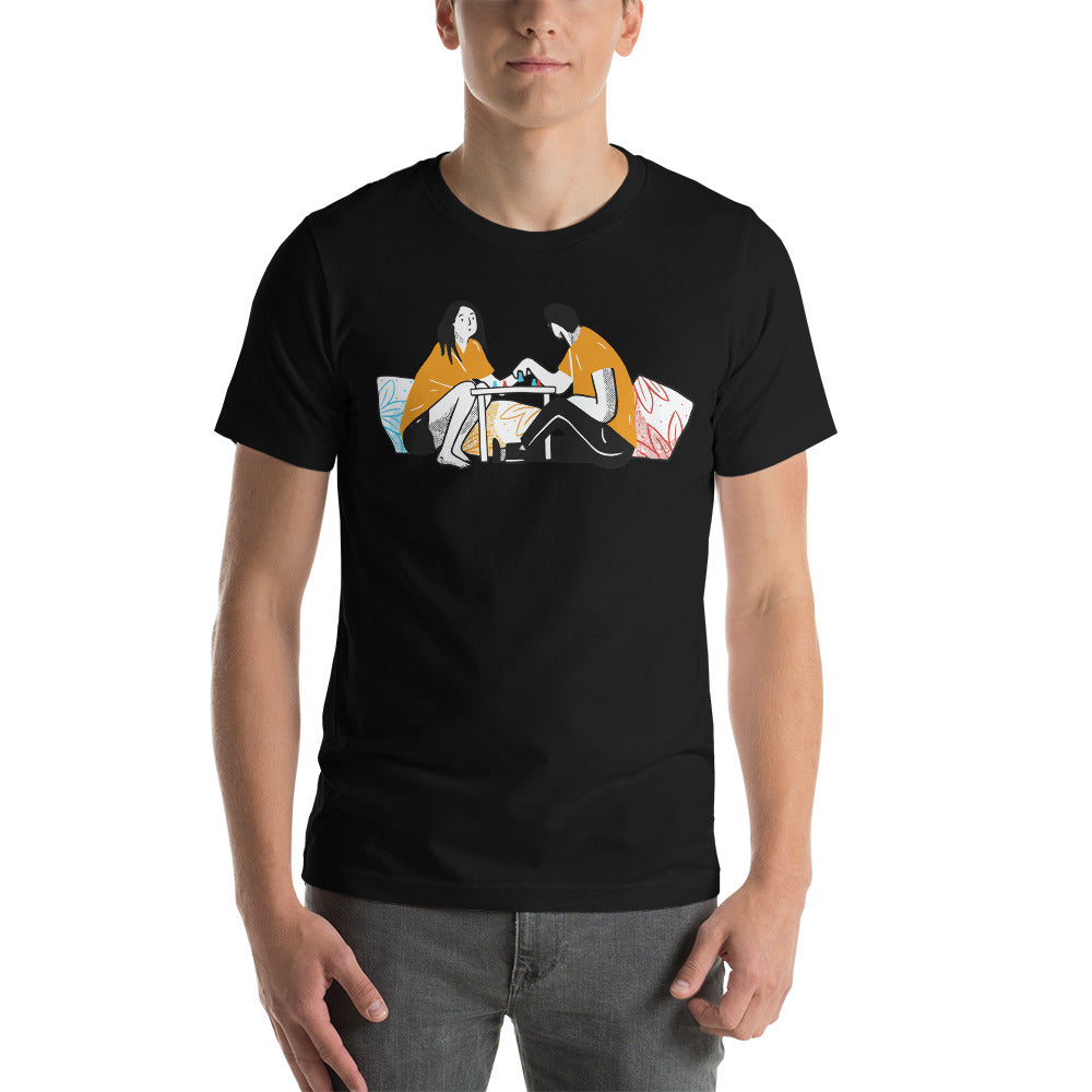 Couple Playing a Board Game Unisex T-Shirt