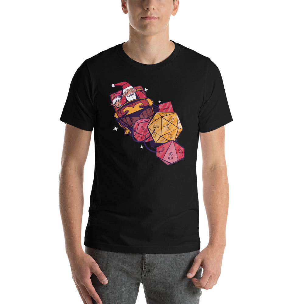 Santa Claus with Sleigh of D&D Dice Unisex T-Shirt