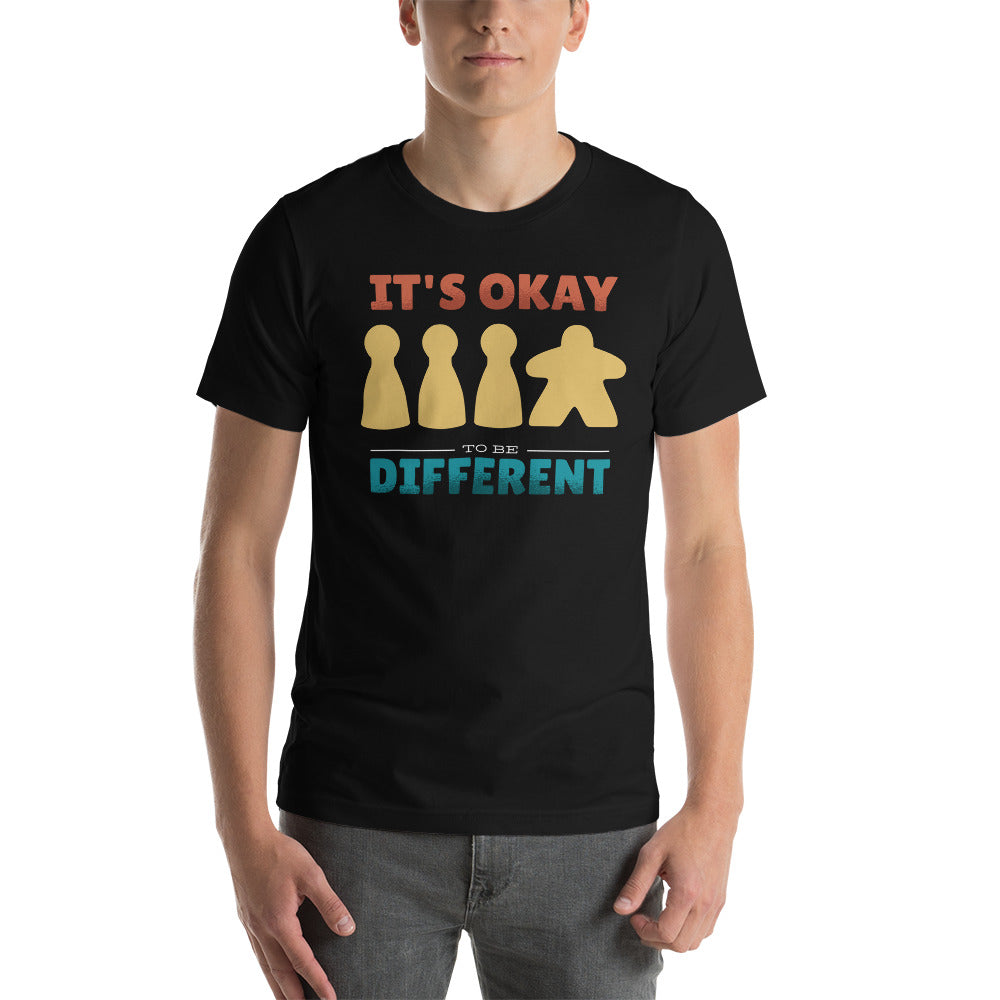 It's Okay to Be Different Board Game Pawns and a Meeple Unisex T-Shirt