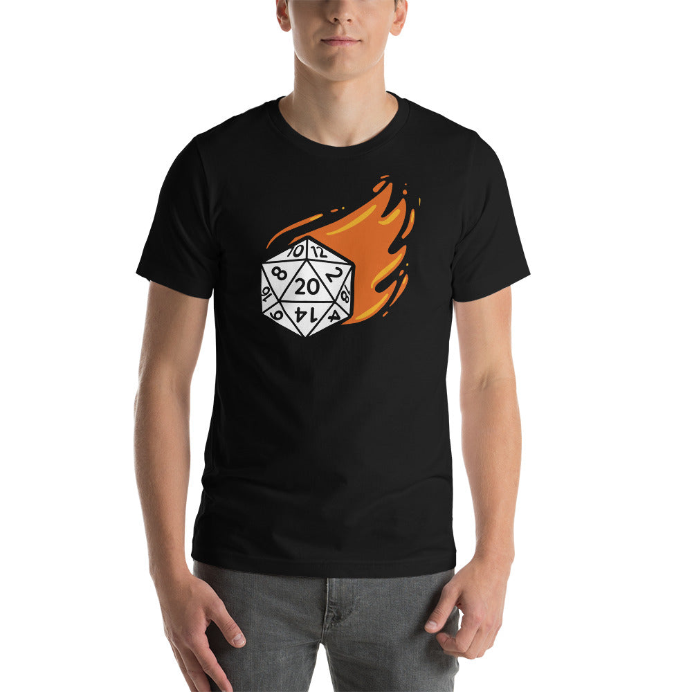 D20 D&D Dice on Fire Unisex T-Shirt