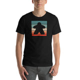 Board Game Meeple in a Retro Square Stripes Unisex T-Shirt