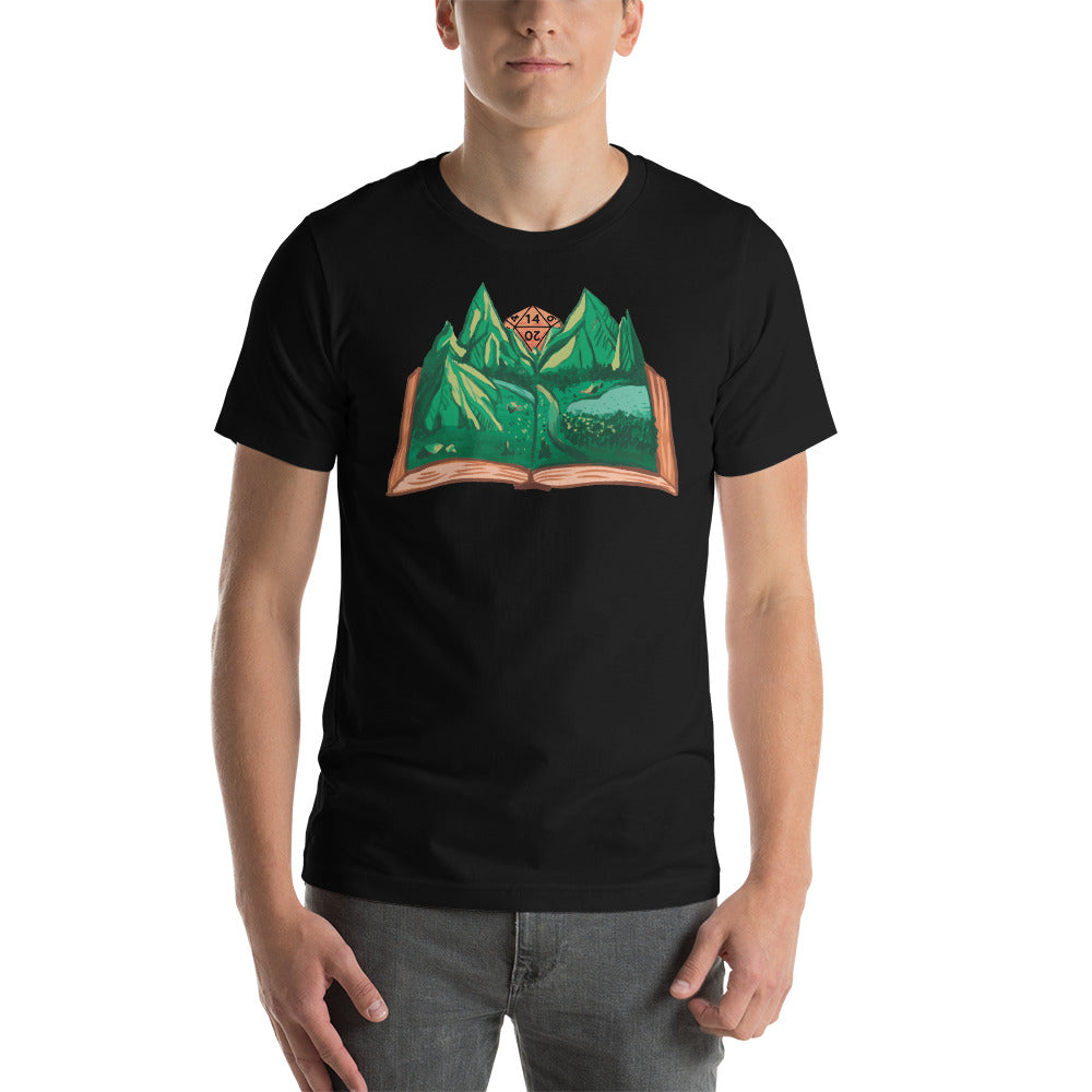 Nature Book with D20 D&D Dice Sun Unisex T-Shirt