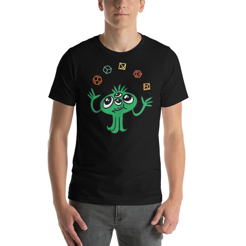 Cute Green Monster Juggling D&D / DND Role Playing Game Dice Unisex T-Shirt