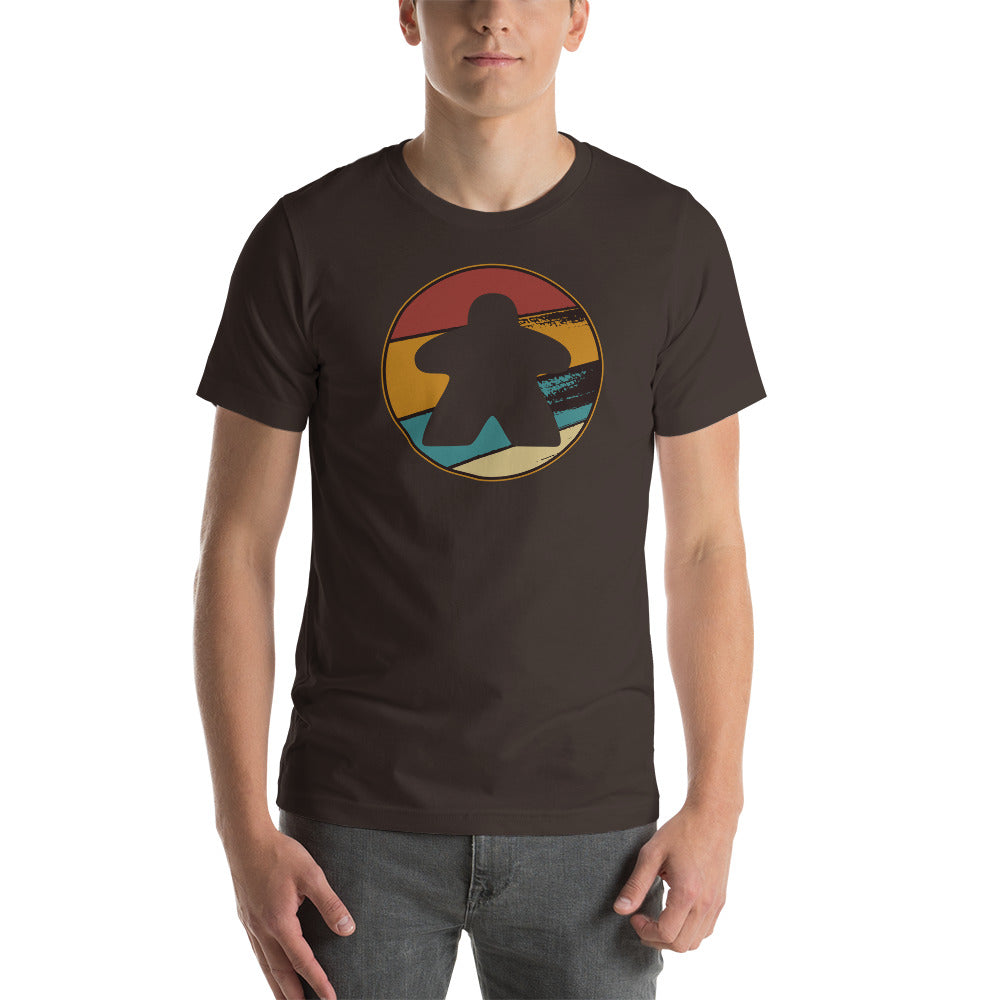 Board Game Meeple in Retro Sunset Unisex T-Shirt