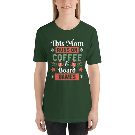 This Mom Runs On Coffee & Board Games Unisex Christmas T-Shirt